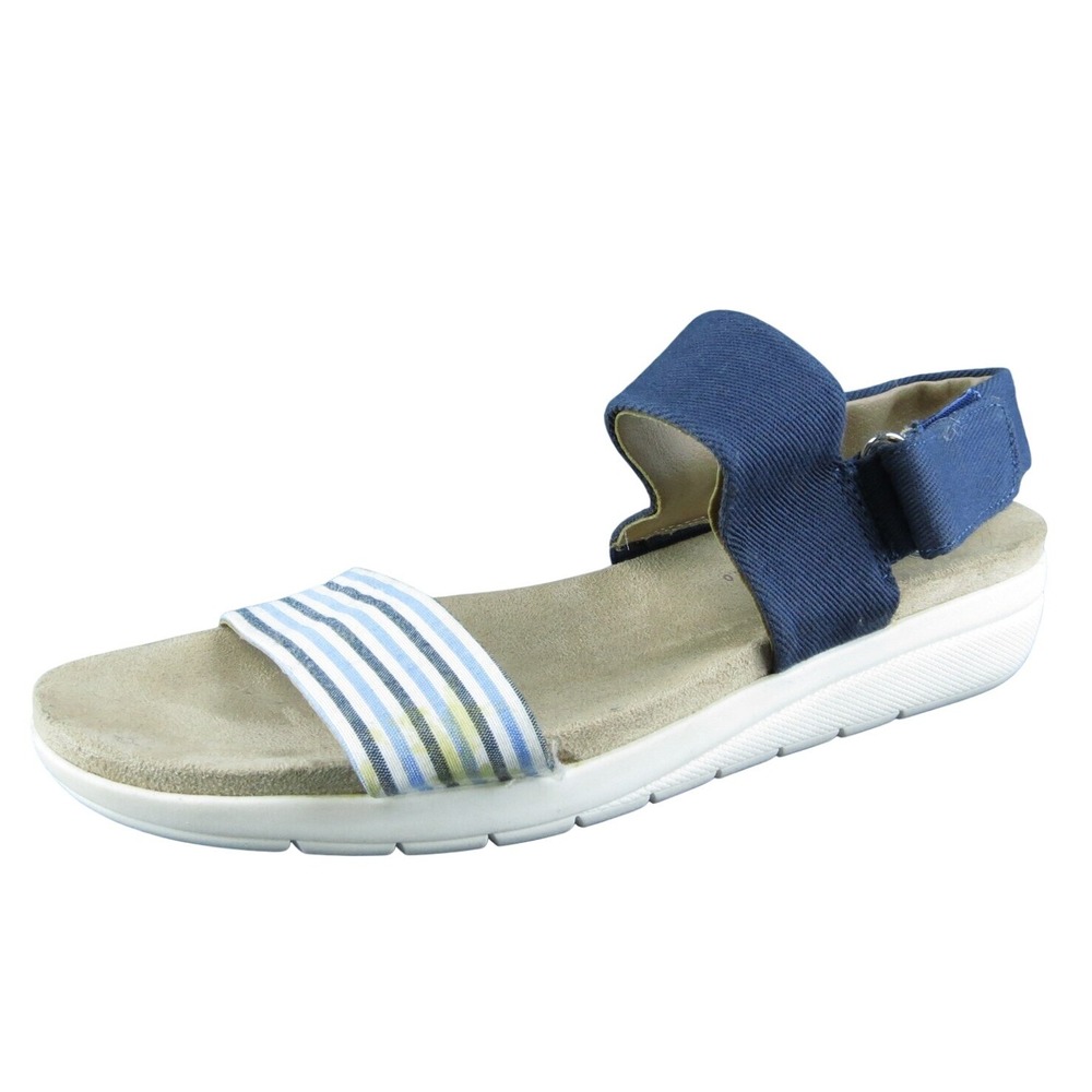 LifeStride Peaceful Women Ankle Strap Sandal Shoes Blue Fabric Size 8 Medium